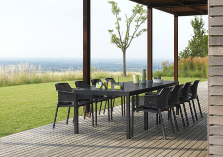 Nardi Rio alulumiun uitschuif tafel 210/280x100 cm kleur: antraciet